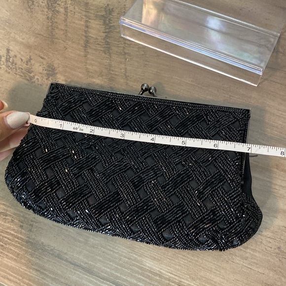 Vintage Black Beaded Clutch - East West - Crossbody strap - Picture 4 of 4